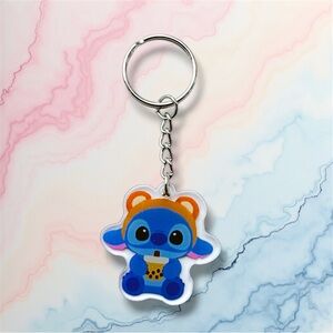 Stitch with boba 🧋 keychain